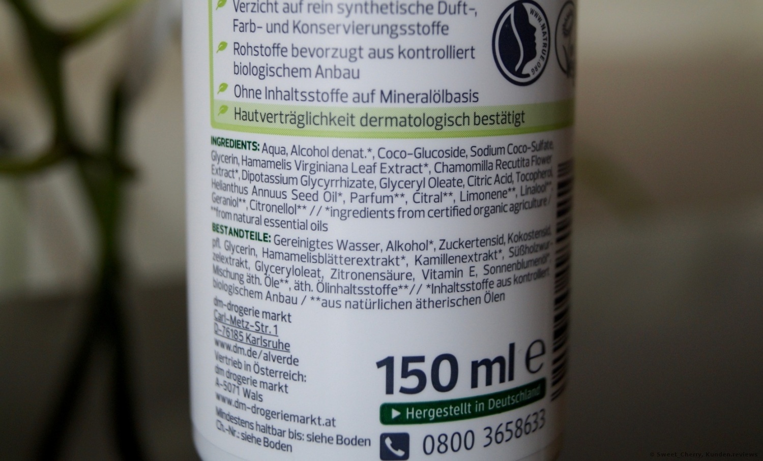 alverde NATURKOSMETIK Reinigungsschaum Sensitiv 3in1 mit Hamamelisblätter- und Kamillen-Extrakt